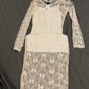 New with tag Pearl white lace ankle dress